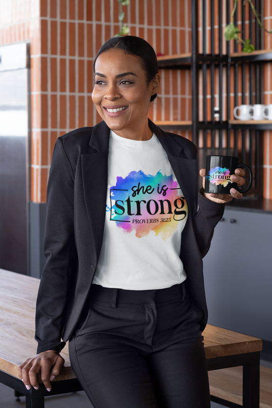 SHE IS STRONG COTTON TEE (PROVERBS 31:25)
